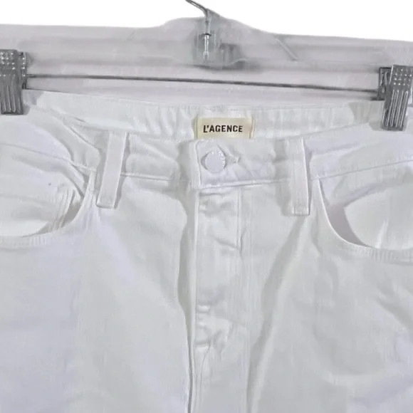 NEW L'Agence Women's Clayton Jeans Blanc White Wide Leg High Rise Cotton - Picture 5 of 14